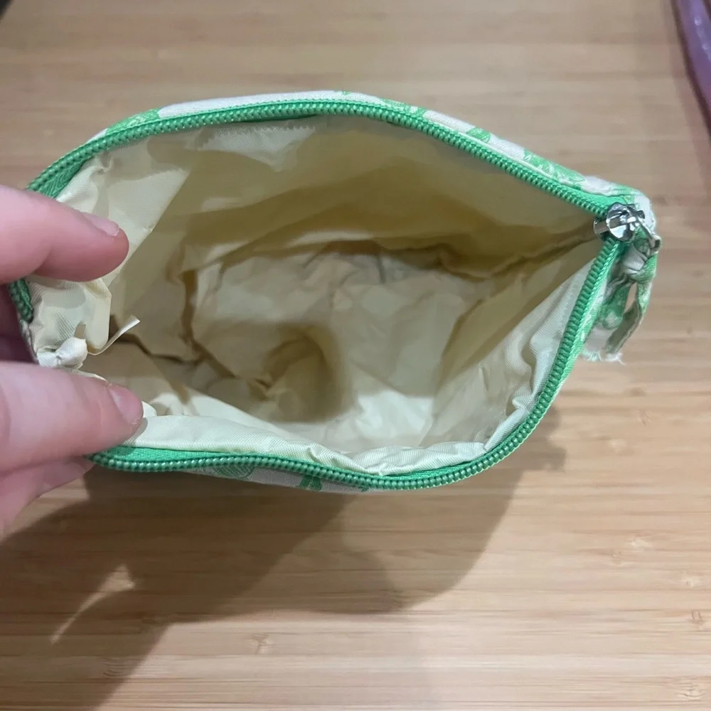 Floral Green and White Pouch